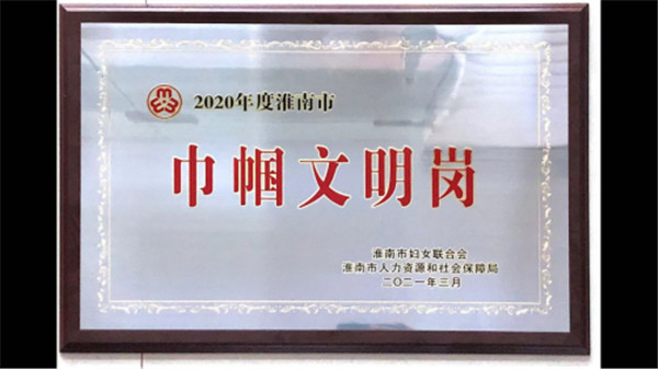 第二稅務分局榮獲2020年度淮南市“巾幗文明崗”稱號